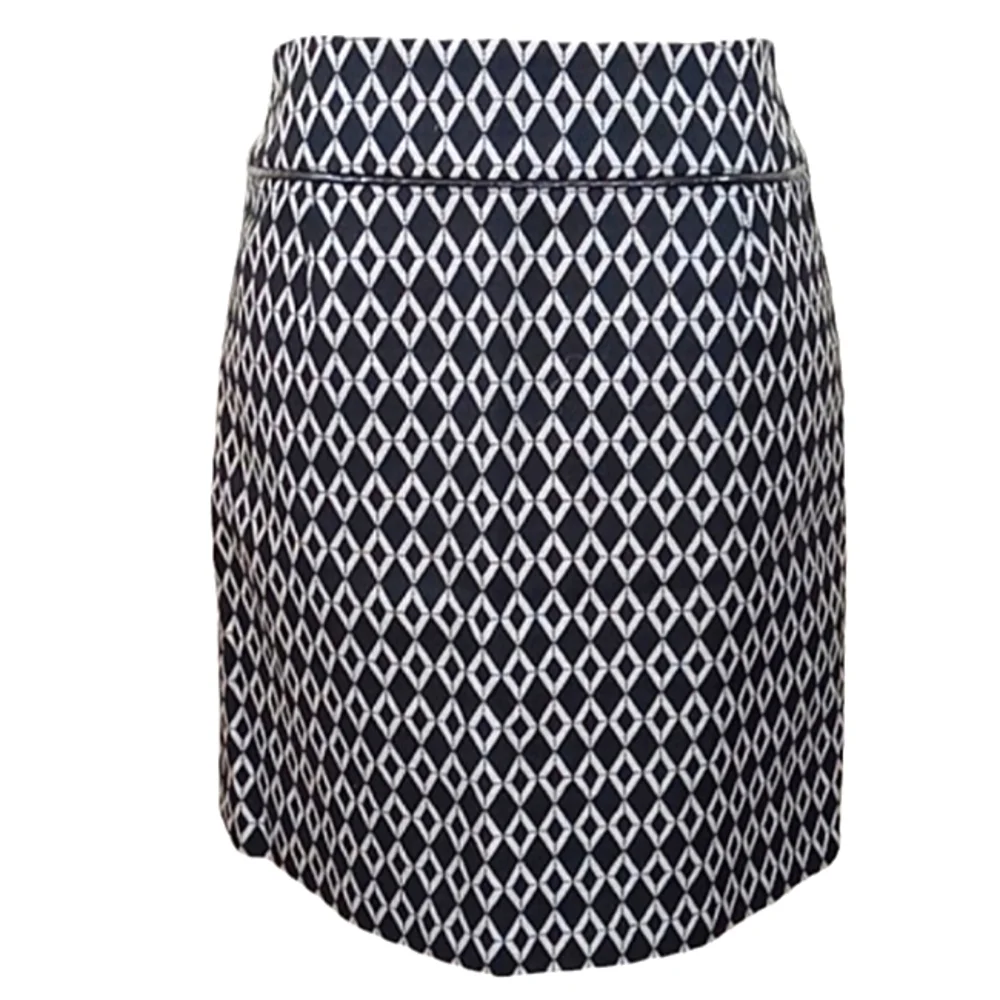 INC International Concepts Chainlink Skirt Black White Faux Leather Trim Sz 6 - Picture 4 of 12